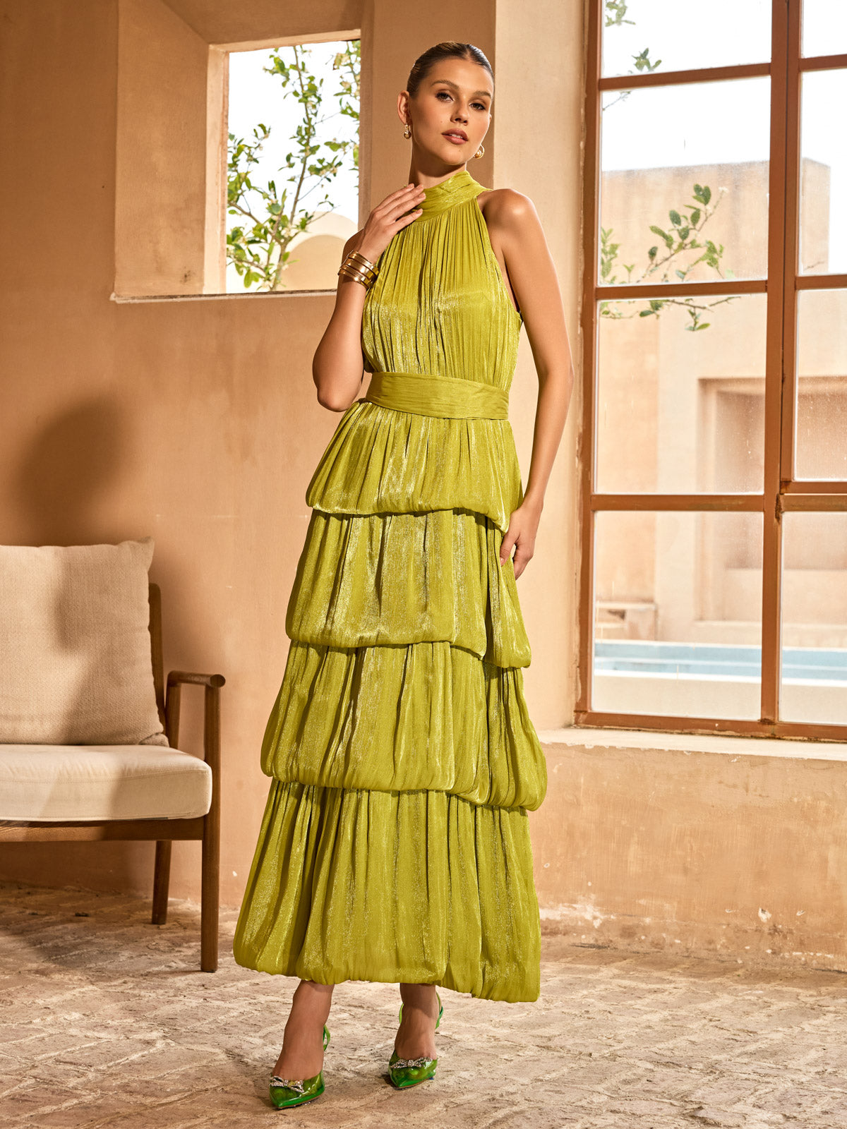 Bravionyx Sleeveless Tiered Maxi Dress