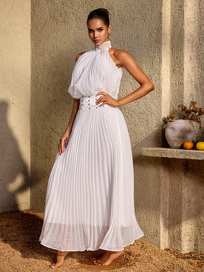 Brithoran Sleeveless Pleated Maxi Dress