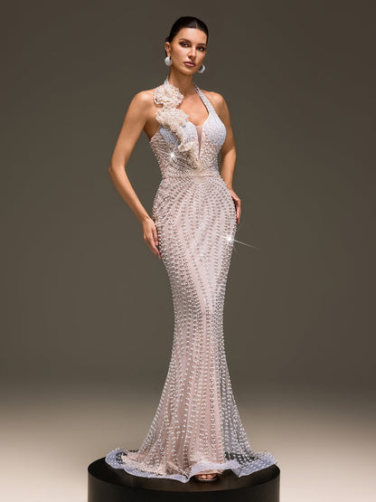 Rosstef Pearl Sequin Maxi Dress