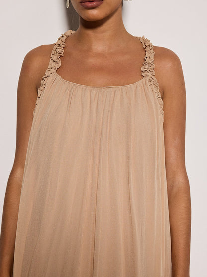 Calvyn Fungus Maxi Dress In Light Khaki