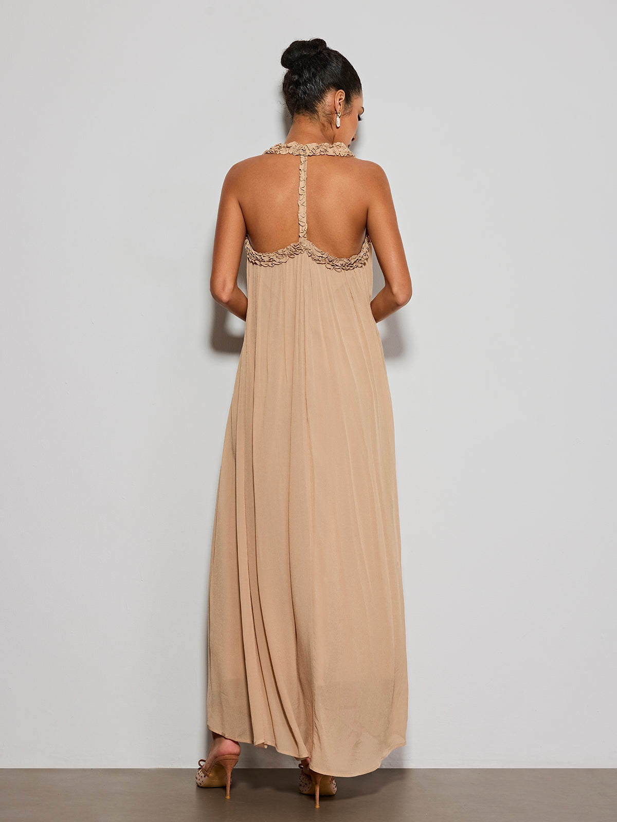 Calvyn Fungus Maxi Dress In Light Khaki