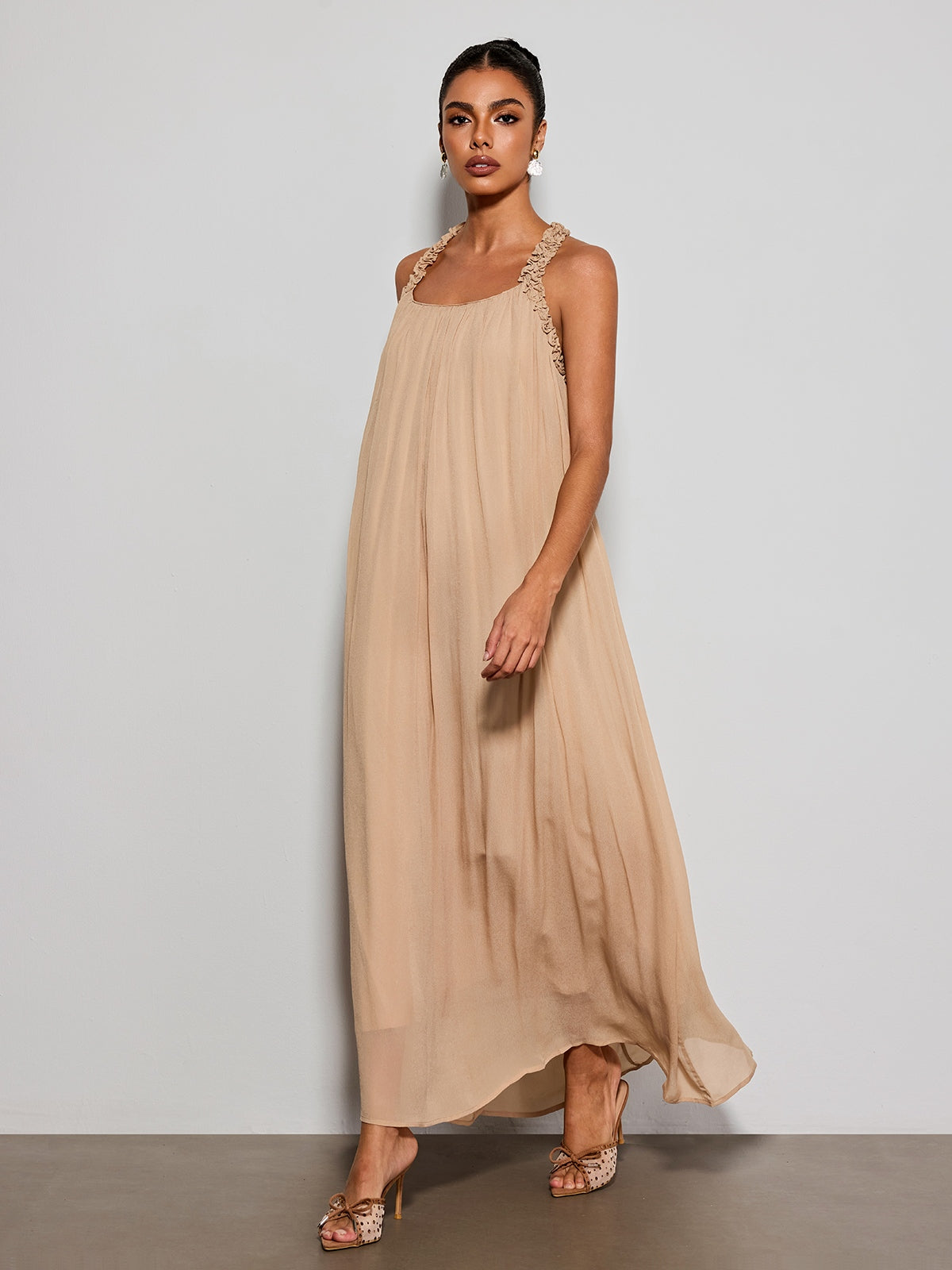 Calvyn Fungus Maxi Dress In Light Khaki
