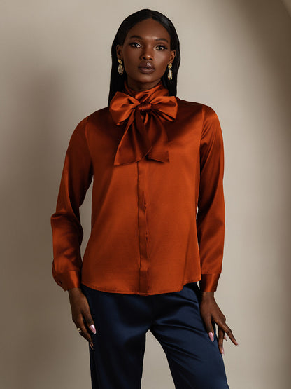 Rosstef 19Momme Silk Long Sleeve High Neck Blouse