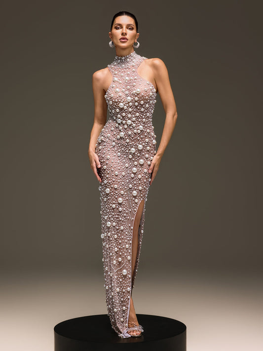 Rosstef Pearl Mesh Split Dress
