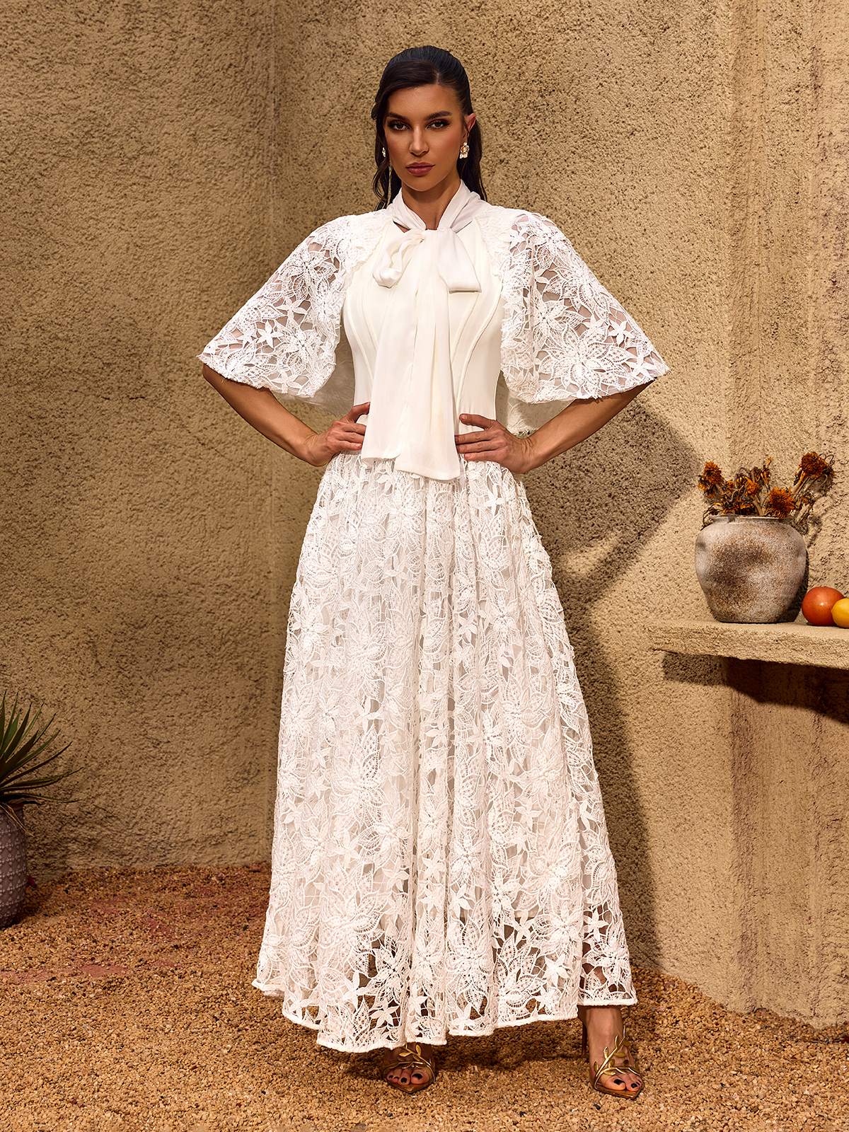 Chantelle Balloon Sleeve Flared Maxi Dress