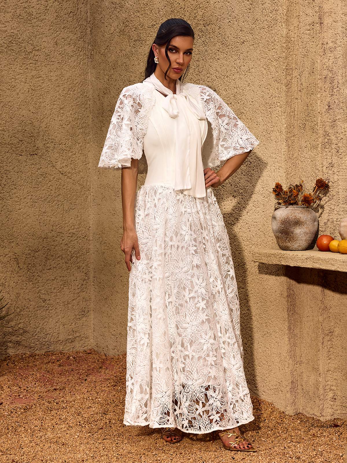 Chantelle Balloon Sleeve Flared Maxi Dress