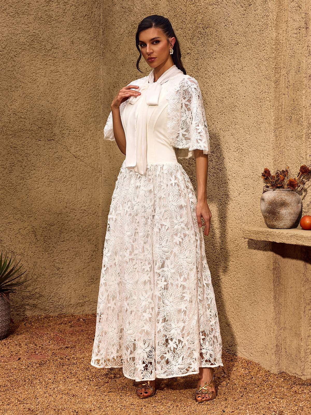 Chantelle Balloon Sleeve Flared Maxi Dress