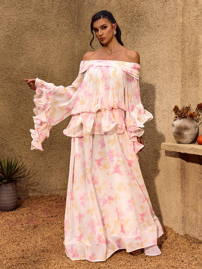 Rosstef Floral Ruffle Maxi Dress