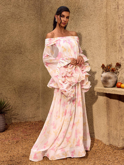 Rosstef Floral Ruffle Maxi Dress