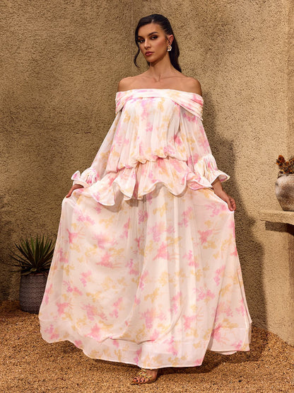 Rosstef Floral Ruffle Maxi Dress