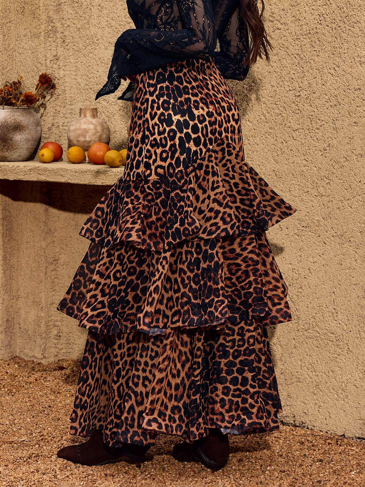 Cherene Leopard Tiered Skirt