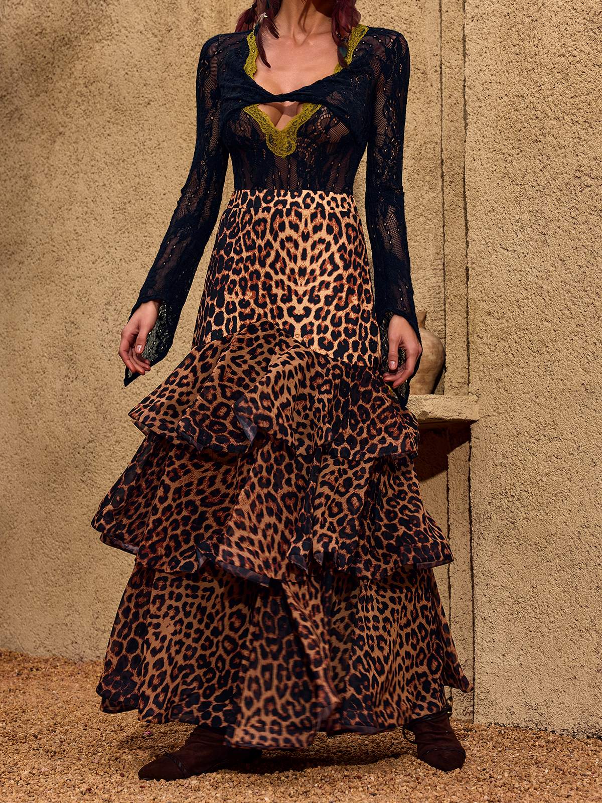 Cherene Leopard Tiered Skirt