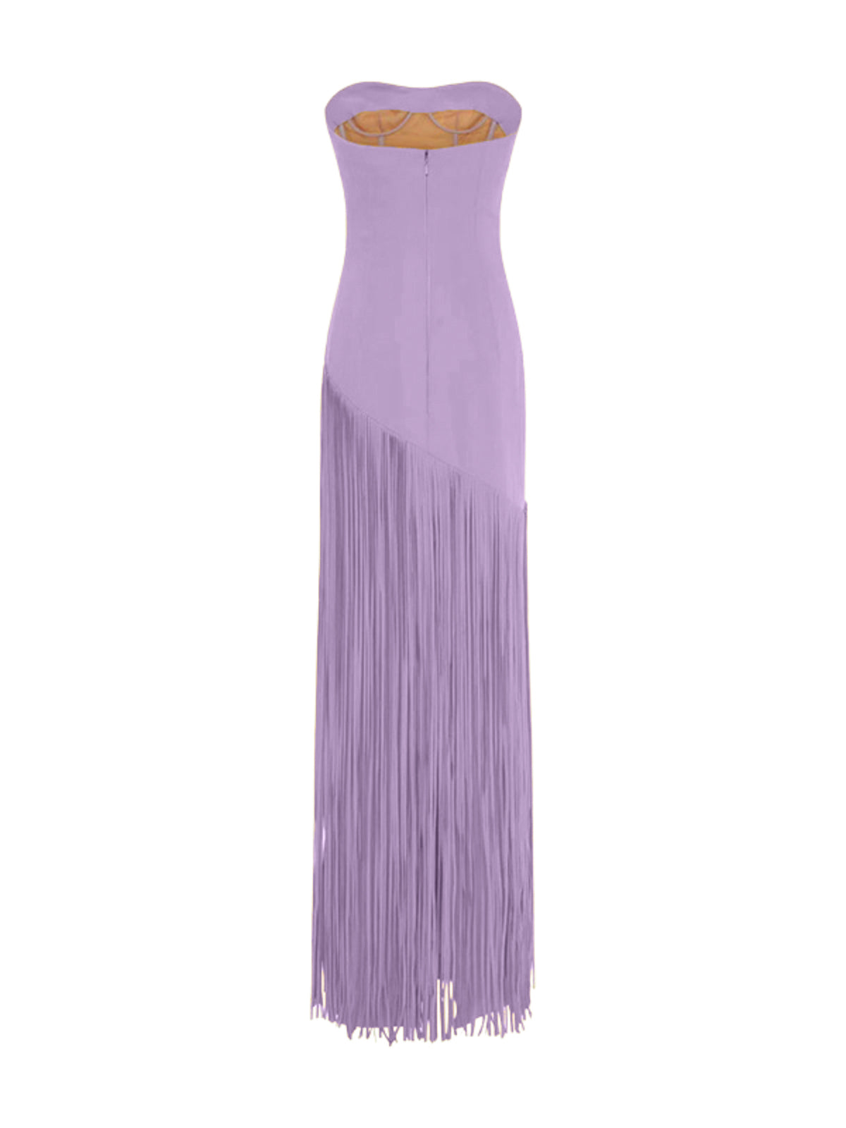Cindara Shawl Fringe Maxi Dress In Purple