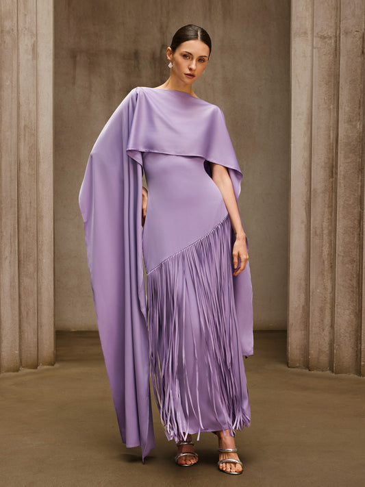 Rosstef Cindara Shawl Fringe Maxi Dress