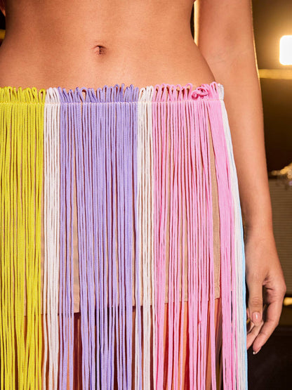 Cissy Rainbow Fringe Skirt