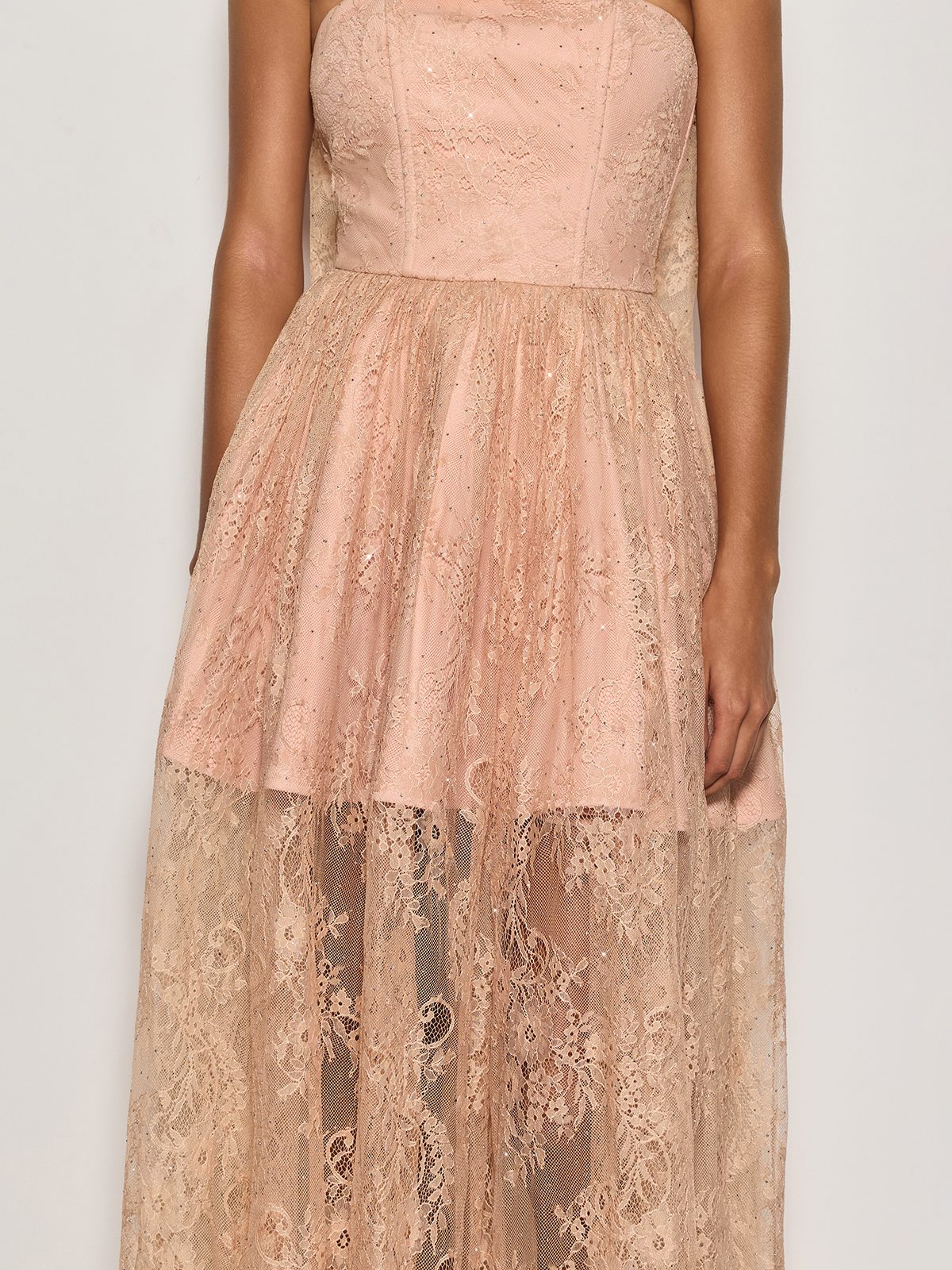 Cyma Strapless Scarf Lace Maxi Dress