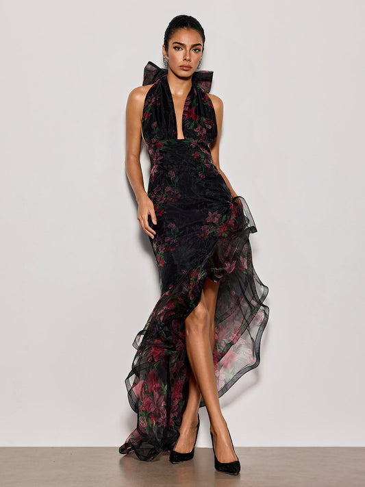 Rosstef Floral Ruffle Maxi Dress
