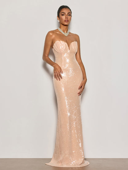 Cypriana Strapless Sequin Maxi Dress