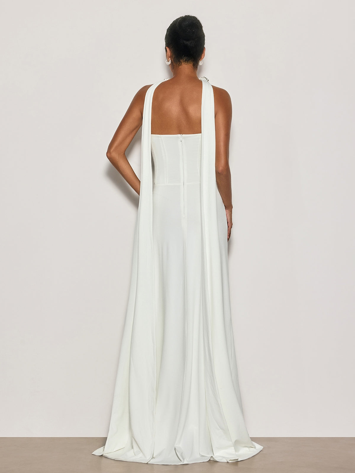 Cyrila Strapless Crystal Scarf Maxi Dress