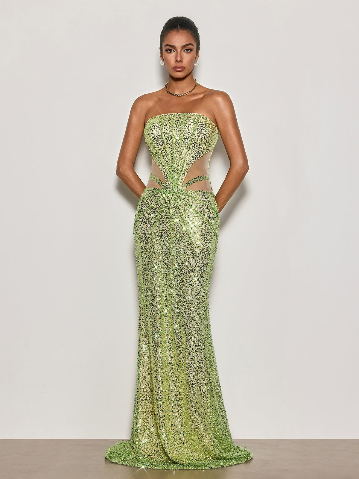 Cytheria Strapless Sequin Maxi Dress