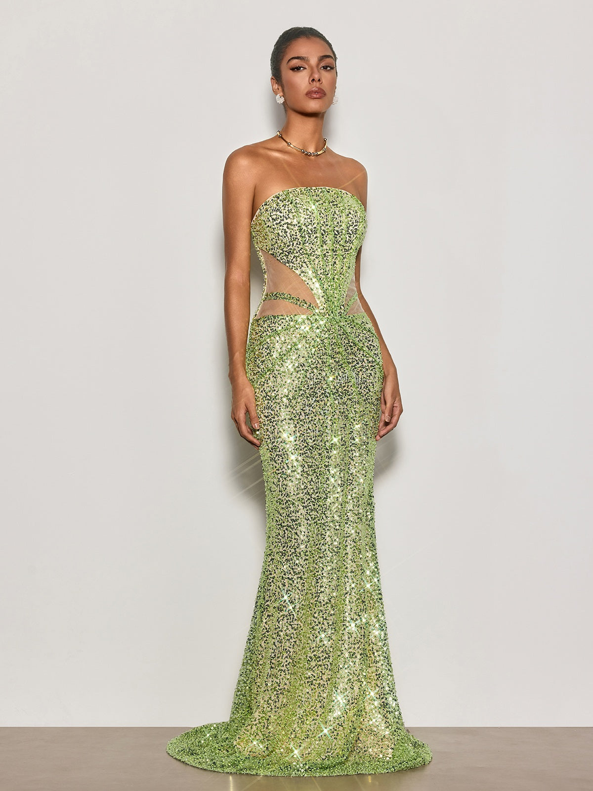 Cytheria Strapless Sequin Maxi Dress
