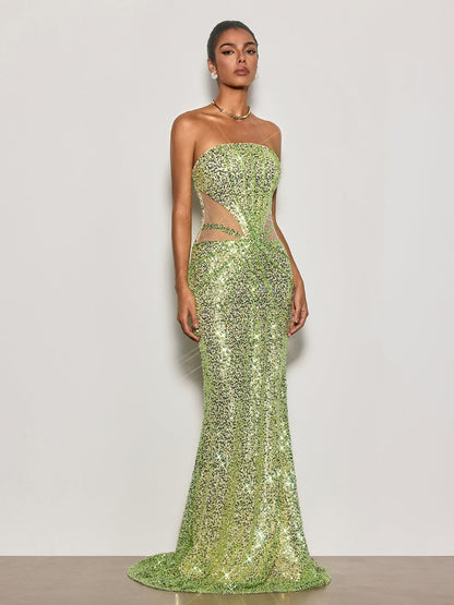 Cytheria Strapless Sequin Maxi Dress