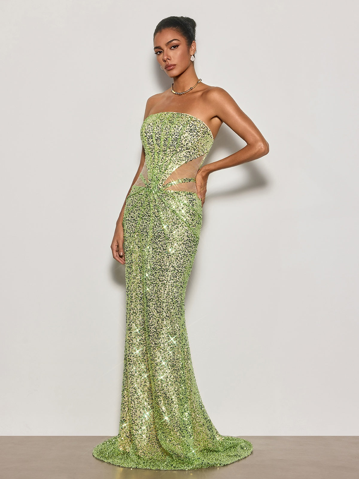 Cytheria Strapless Sequin Maxi Dress