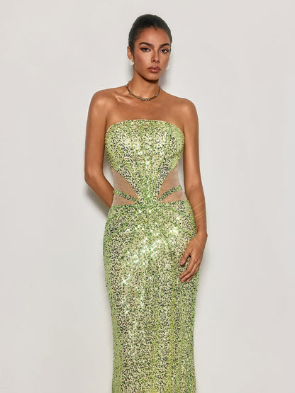 Cytheria Strapless Sequin Maxi Dress