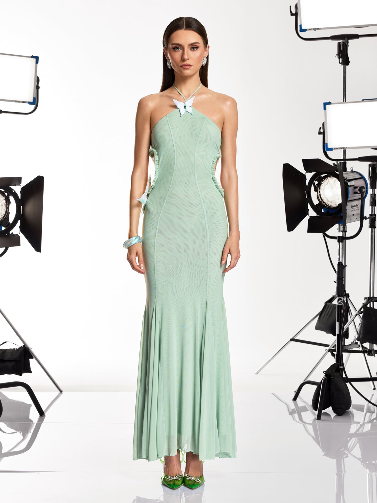 Dacia Halterneck Butterfly Maxi Dress