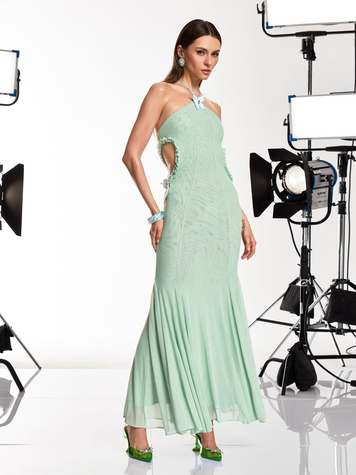 Dacia Halterneck Butterfly Maxi Dress