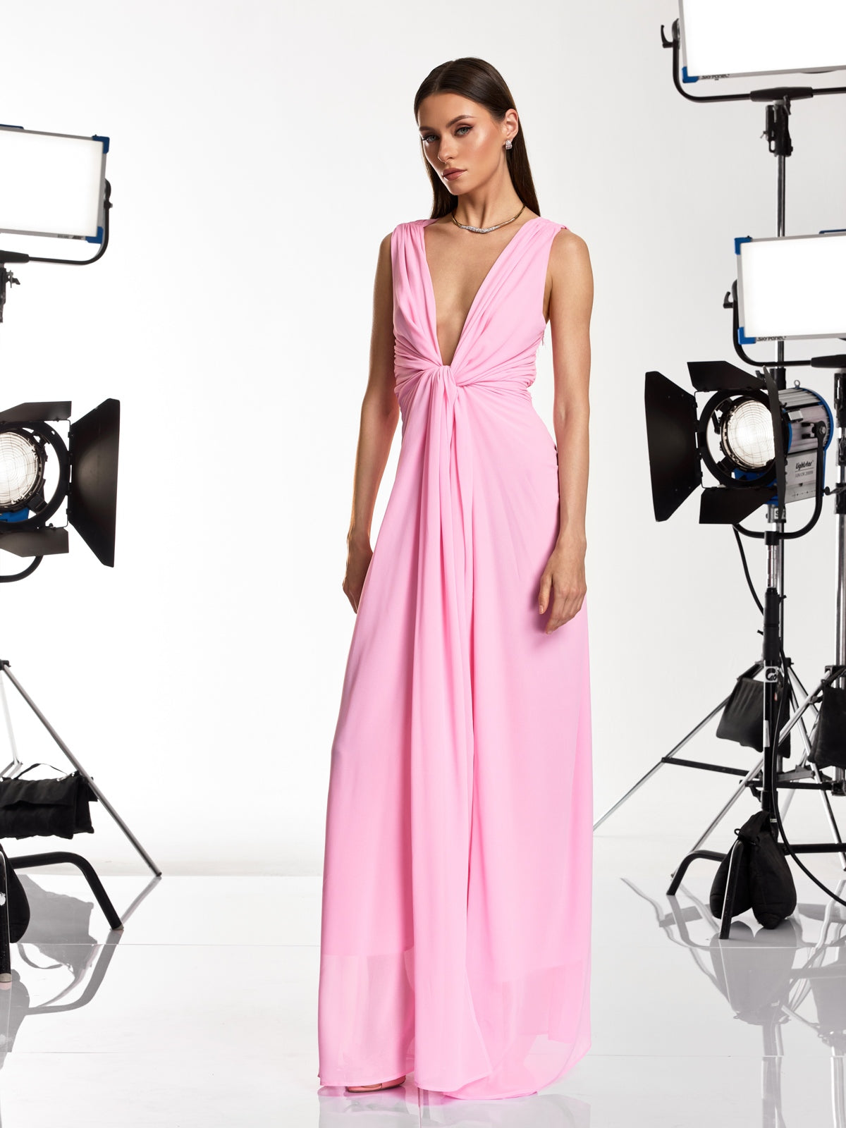 Dacian Sleeveless Ruched Split Maxi Dress