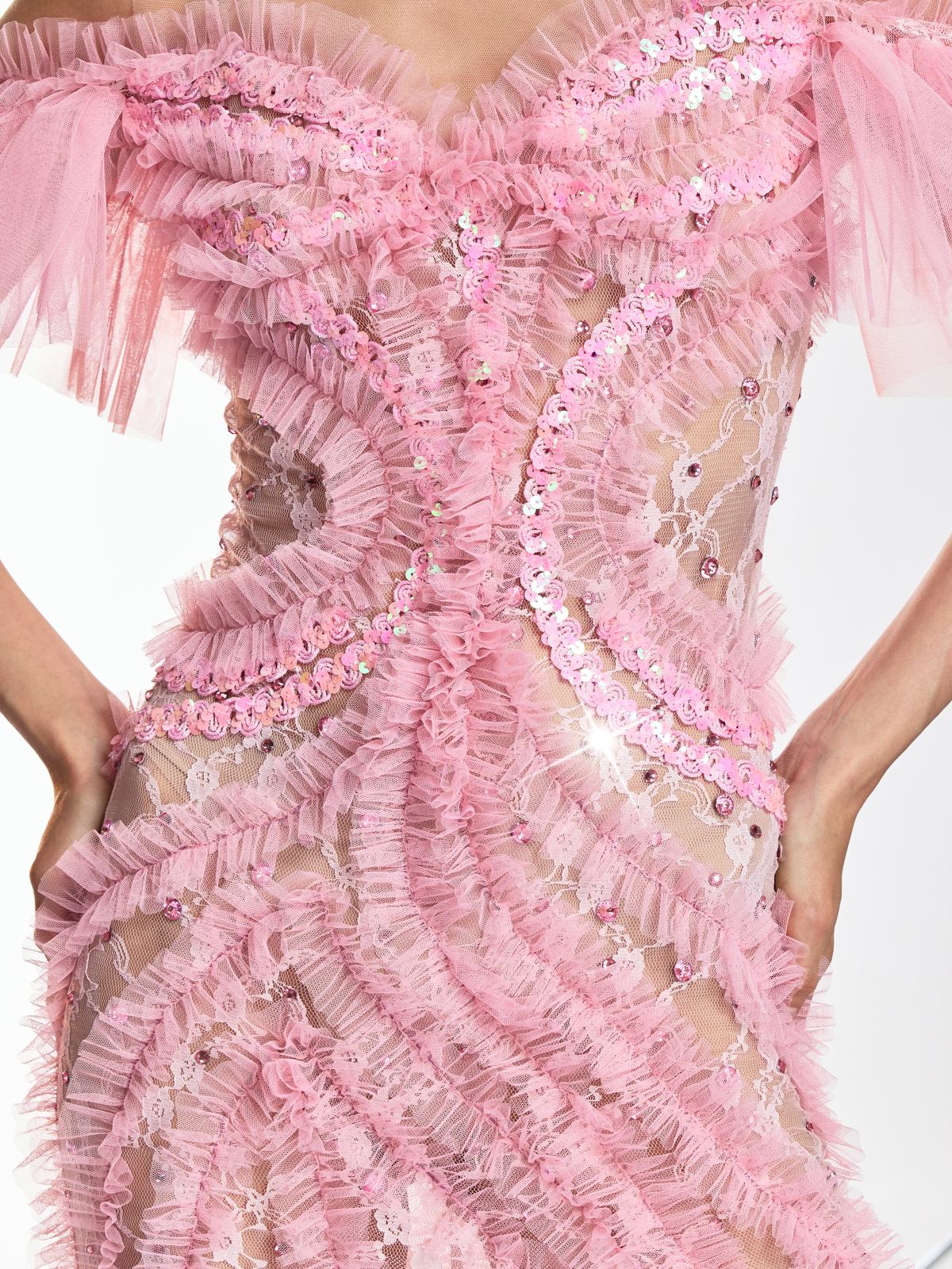 Daenerys Tulle Trimmed Crystal Maxi Dress