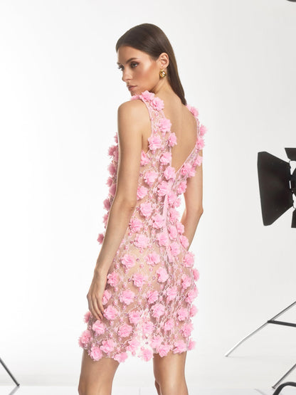 Rosstef Dalal Sleeveless Flower Pearl Mini Dress