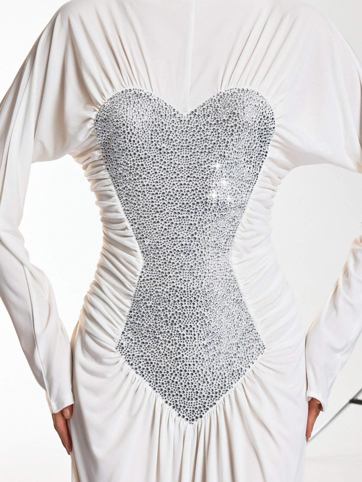 Damali Long Sleeve Heart Rhinestone Maxi Dress