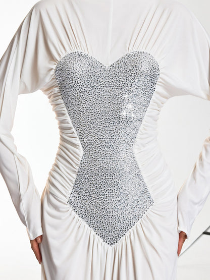 Damali Long Sleeve Heart Rhinestone Maxi Dress