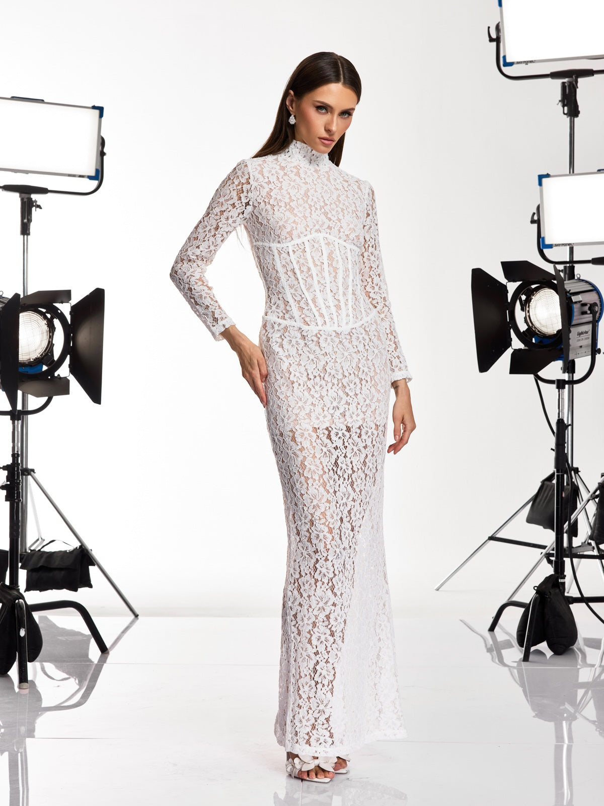 Damilola Long Sleeve Lace Maxi Dress