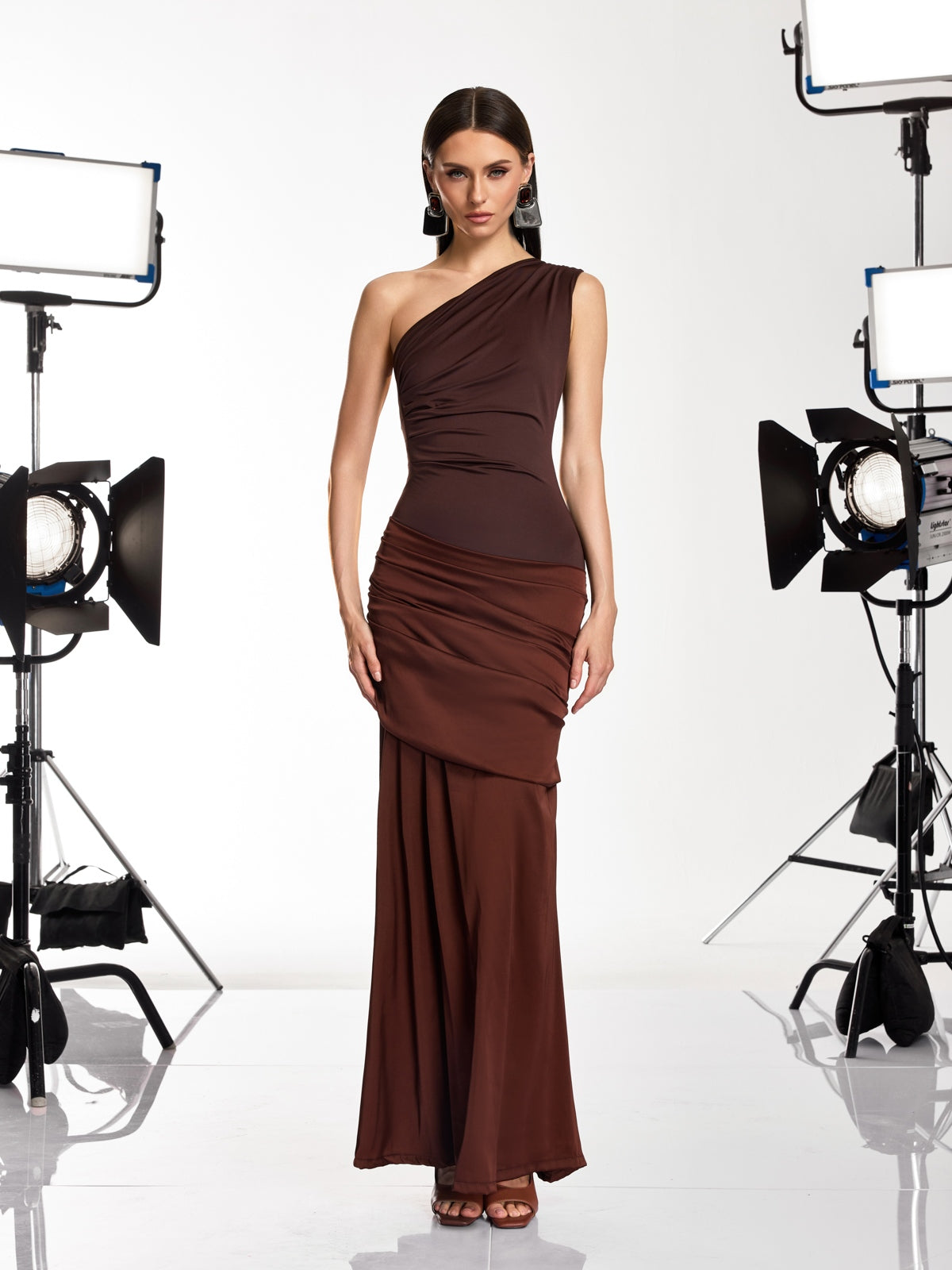 Rosstef One Shoulder Ruched Maxi Dress