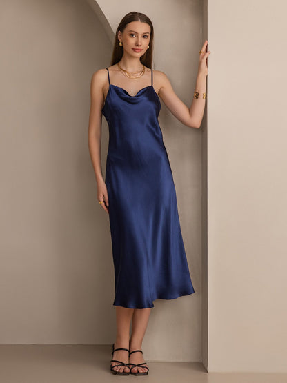 Rosstef Pure Silk Cowl Neck Midi Dress