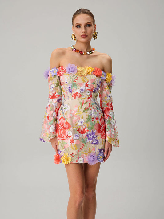 Rosstef Mini Çiçek Örgü Off Shoulder GİYİM