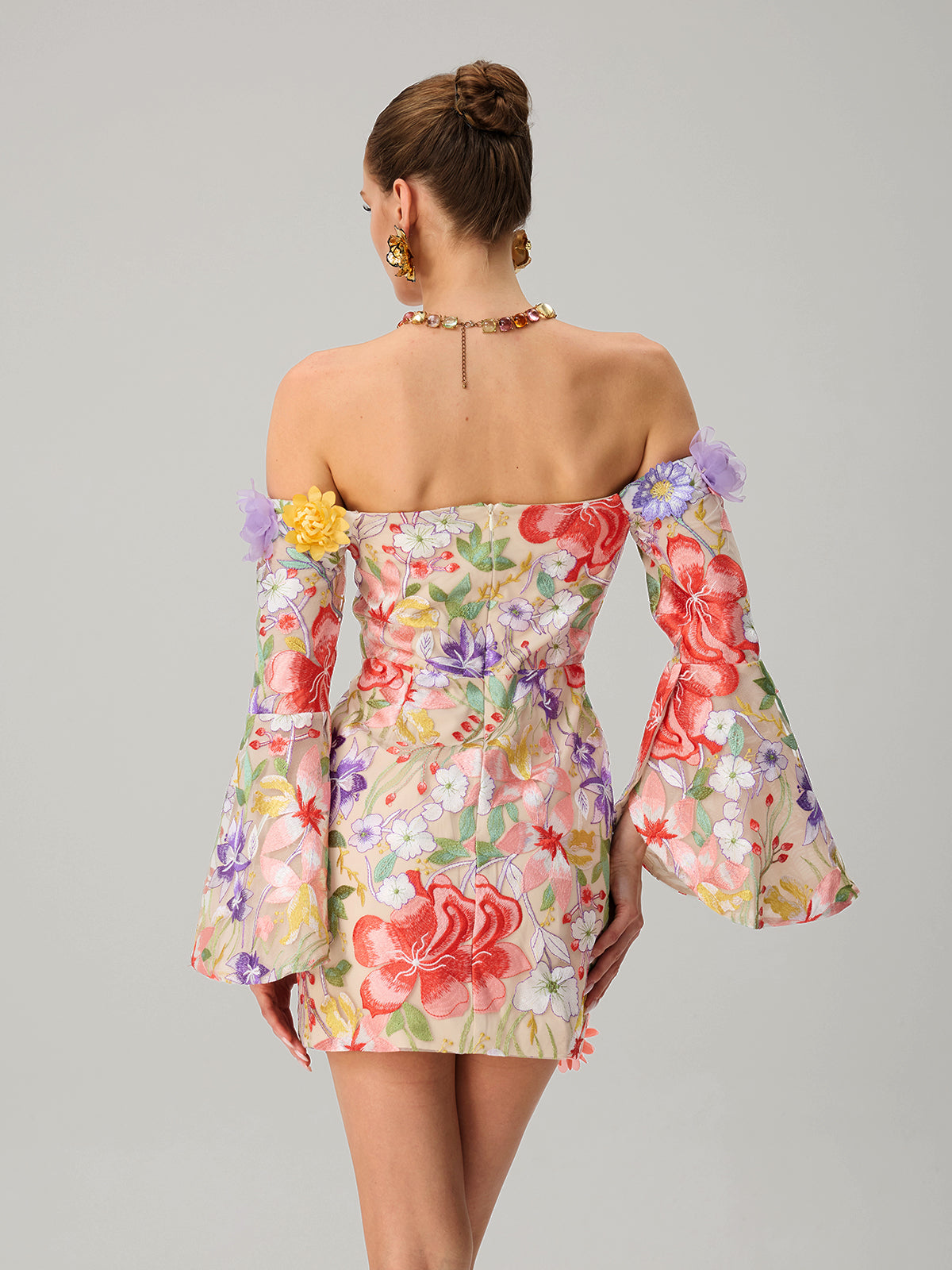 Rosstef Mini Çiçek Örgü Off Shoulder GİYİM
