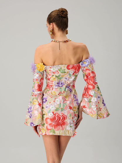 Rosstef Mini Çiçek Örgü Off Shoulder GİYİM