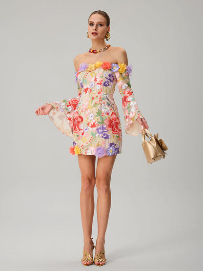 Rosstef Mini Çiçek Örgü Off Shoulder GİYİM
