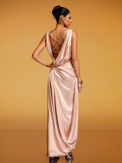 Desma Sleeveless Split Satin Dress