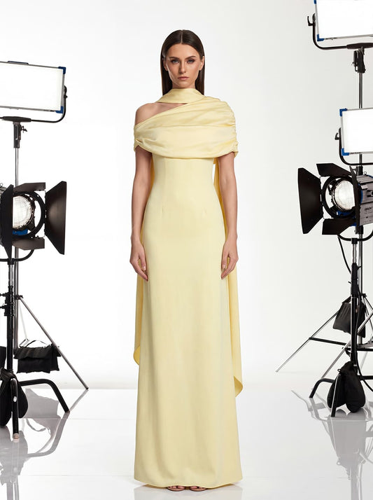 Rosstef Ruched Maxi Dress - Sarı