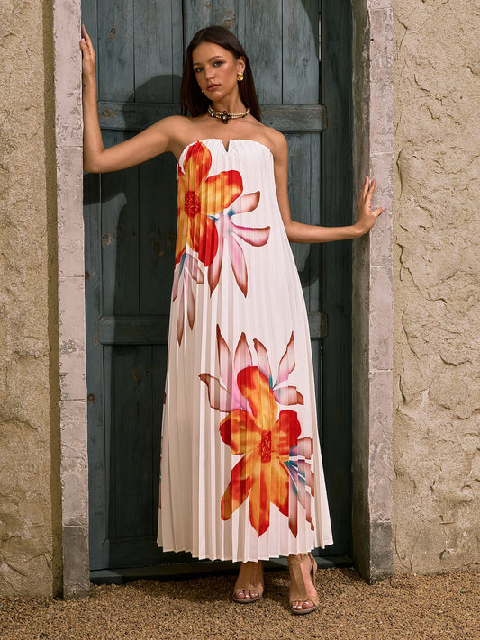 Rosstef Strapless Floral Maxi Dress