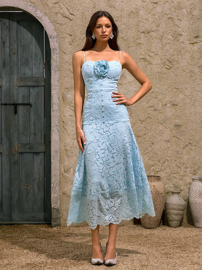 Rosstef Dhanya Spaghetti Flower Midi Dress