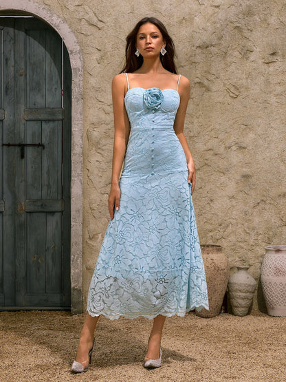 Rosstef Dhanya Spaghetti Flower Midi Dress