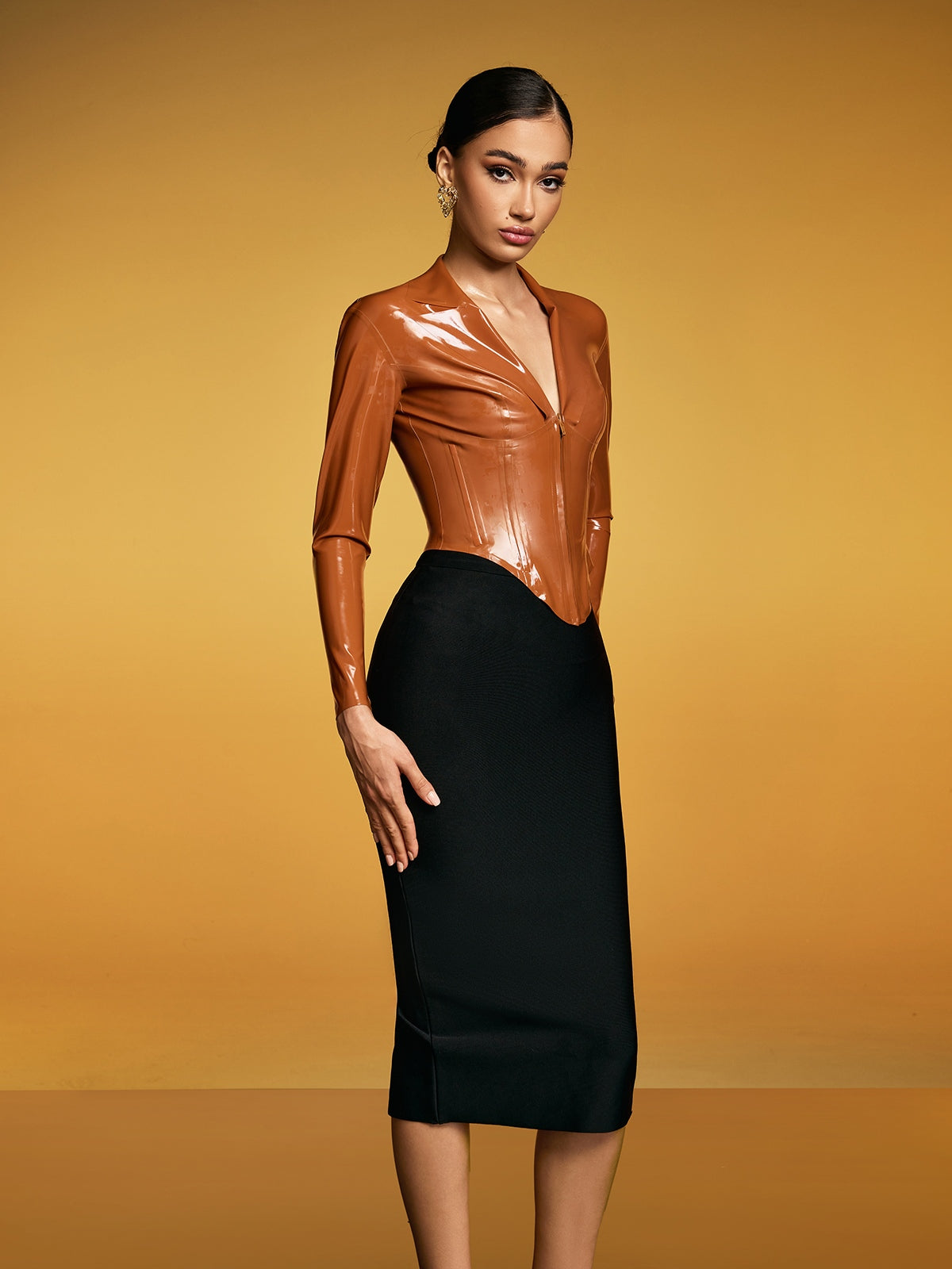 Dimensia V Neck Latex Jacket