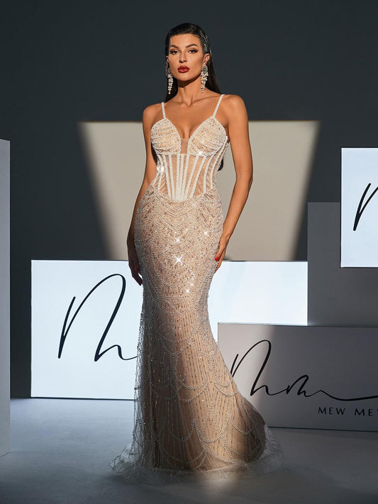 Rosstef Pearlli Şeffaflık Eski Giyinme Gown