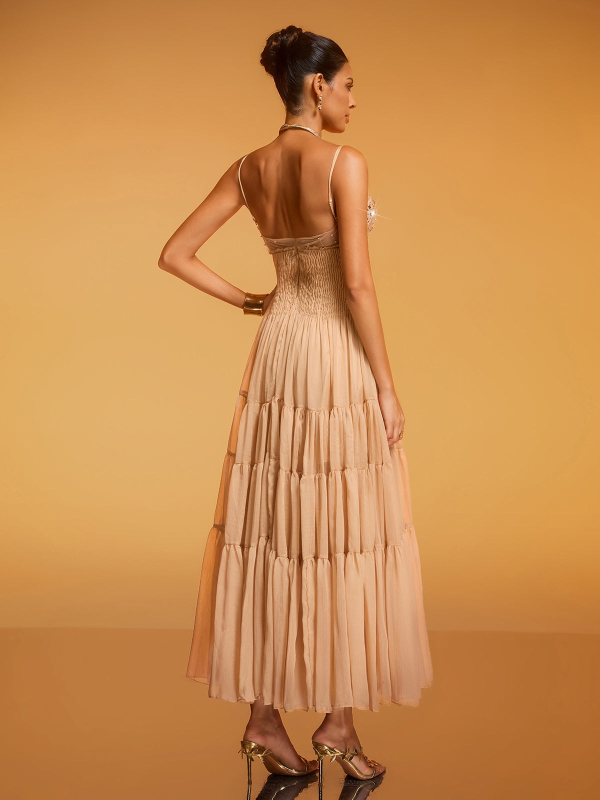Rosstef Divna Spaghetti Pleated Rhinestone Dress